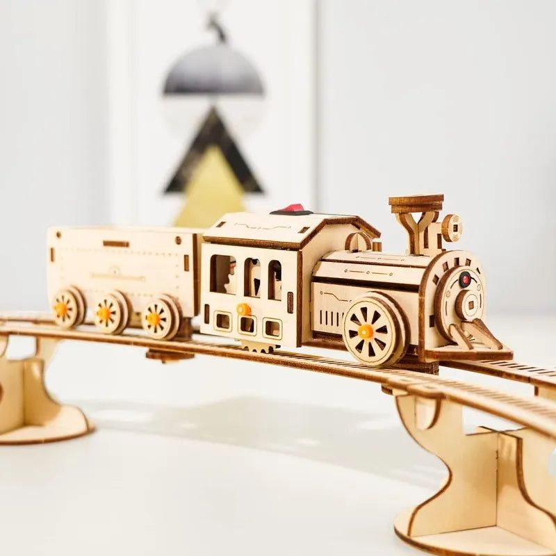 Wooden Train Puzzle Kit | 3D Locomotive & Railway Set